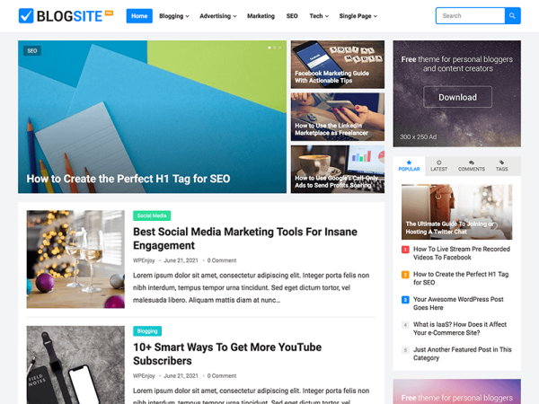 BlogSite Pro - Premium WordPress Theme for blog 1.1.1