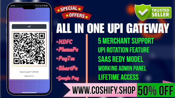 Cashpe 5 in 1 UPI Payment Gateway. Best UPI Payment Gateway with Monthly plan System